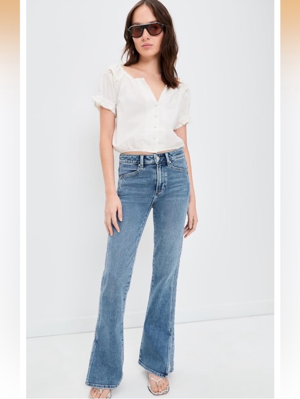 $298 NWT Paige Laurel Canyon bootcut Jeans W/ Vent in Fontessa - Picture 9 of 9